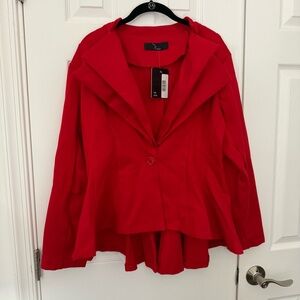 Noir Double Notch Lapel Peplum Fit N Flare Valentines‎ Red Blazer Women's XL NWT